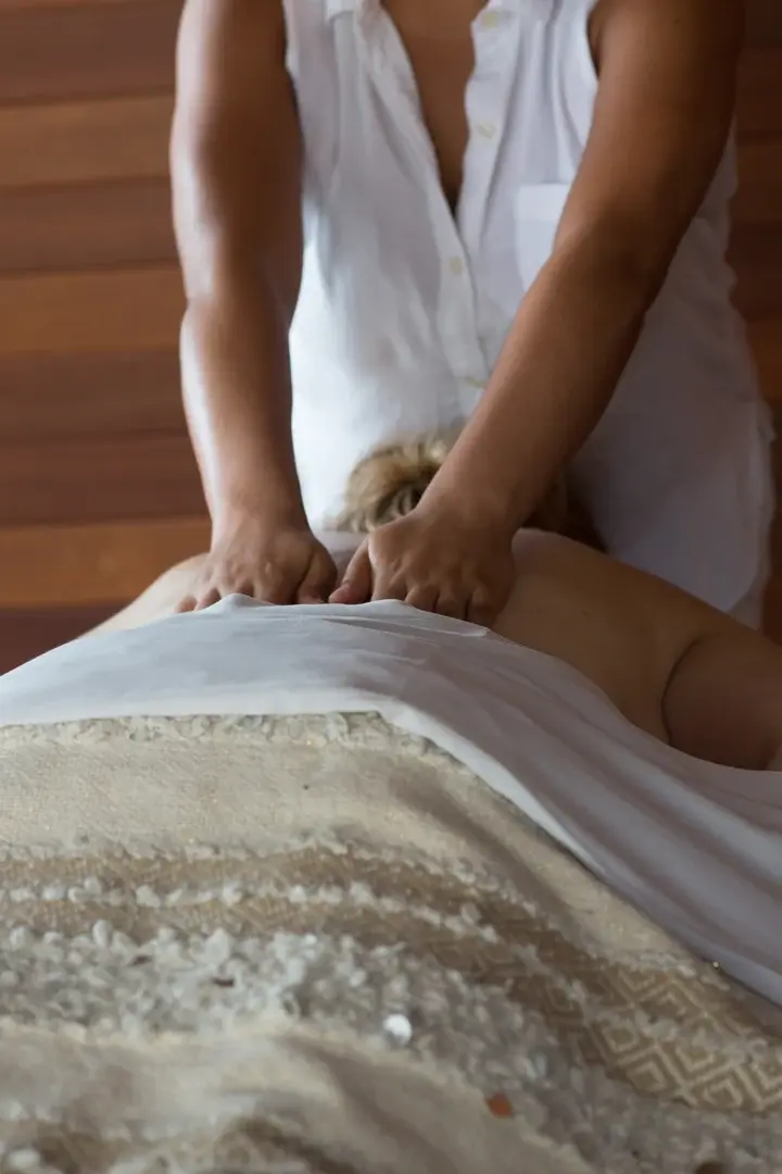 Person receiving a relaxing massage.